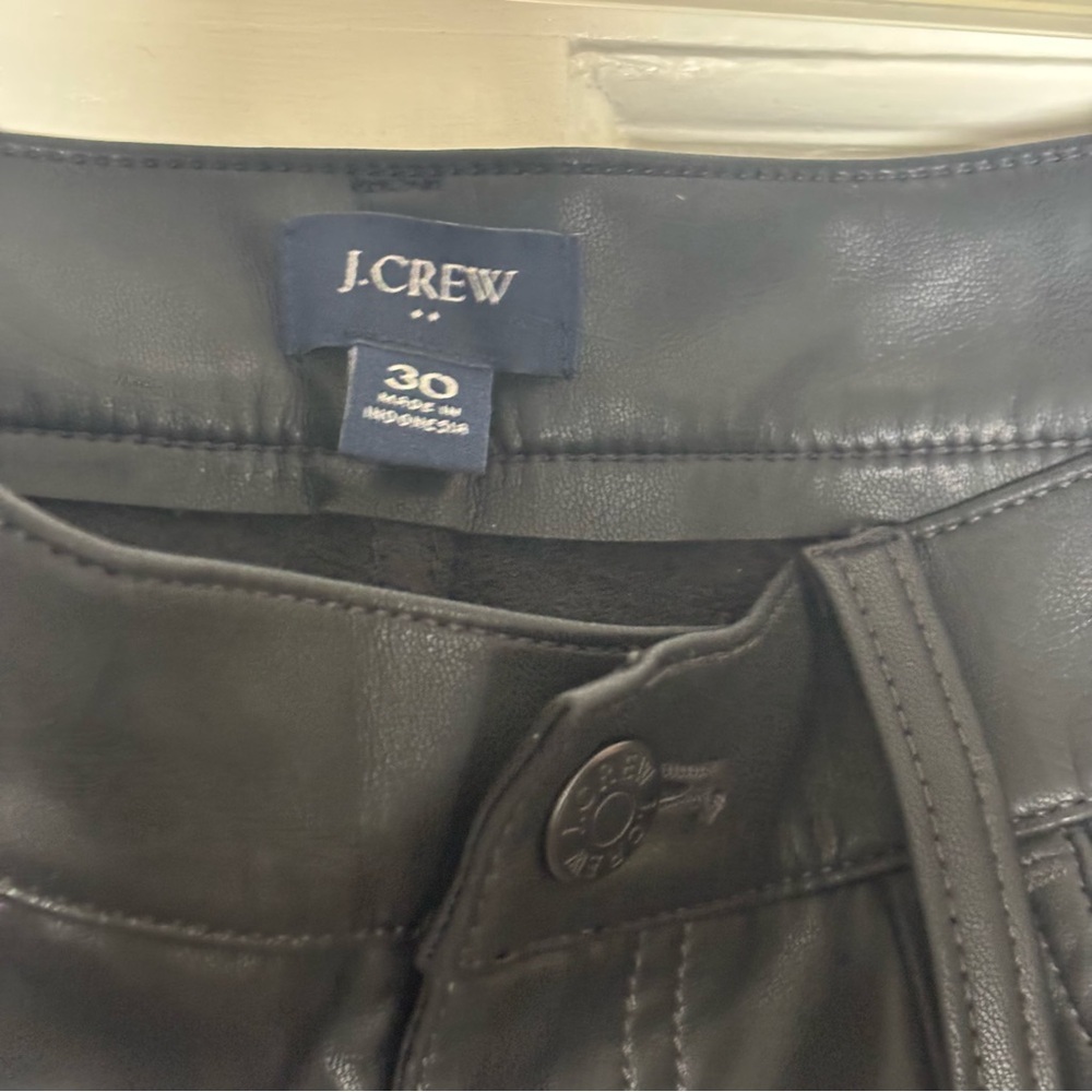 J. Crew Black Faux Leather-Style Bikercore Pants Women’s Size 30 - Picture 5 of 9